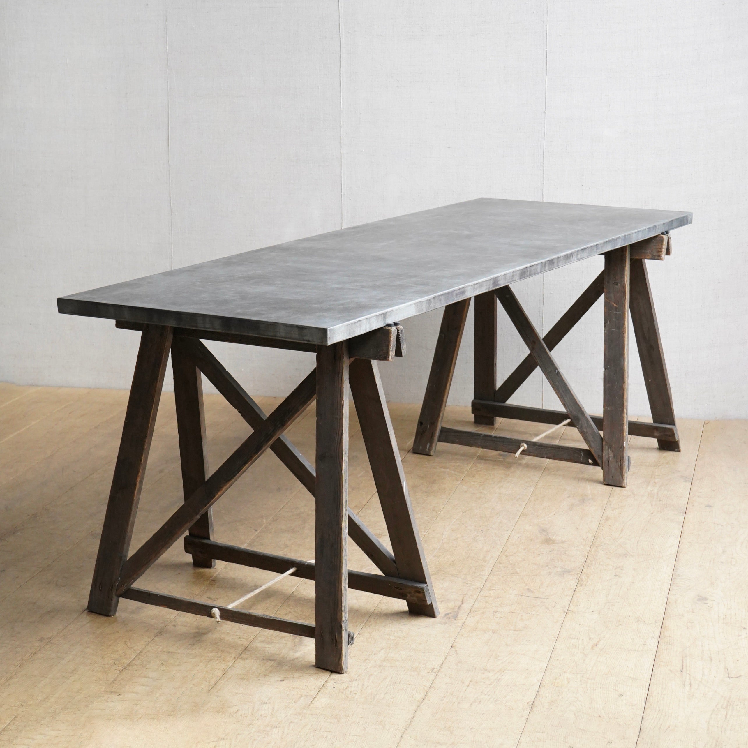 Zinc Topped Trestle Table