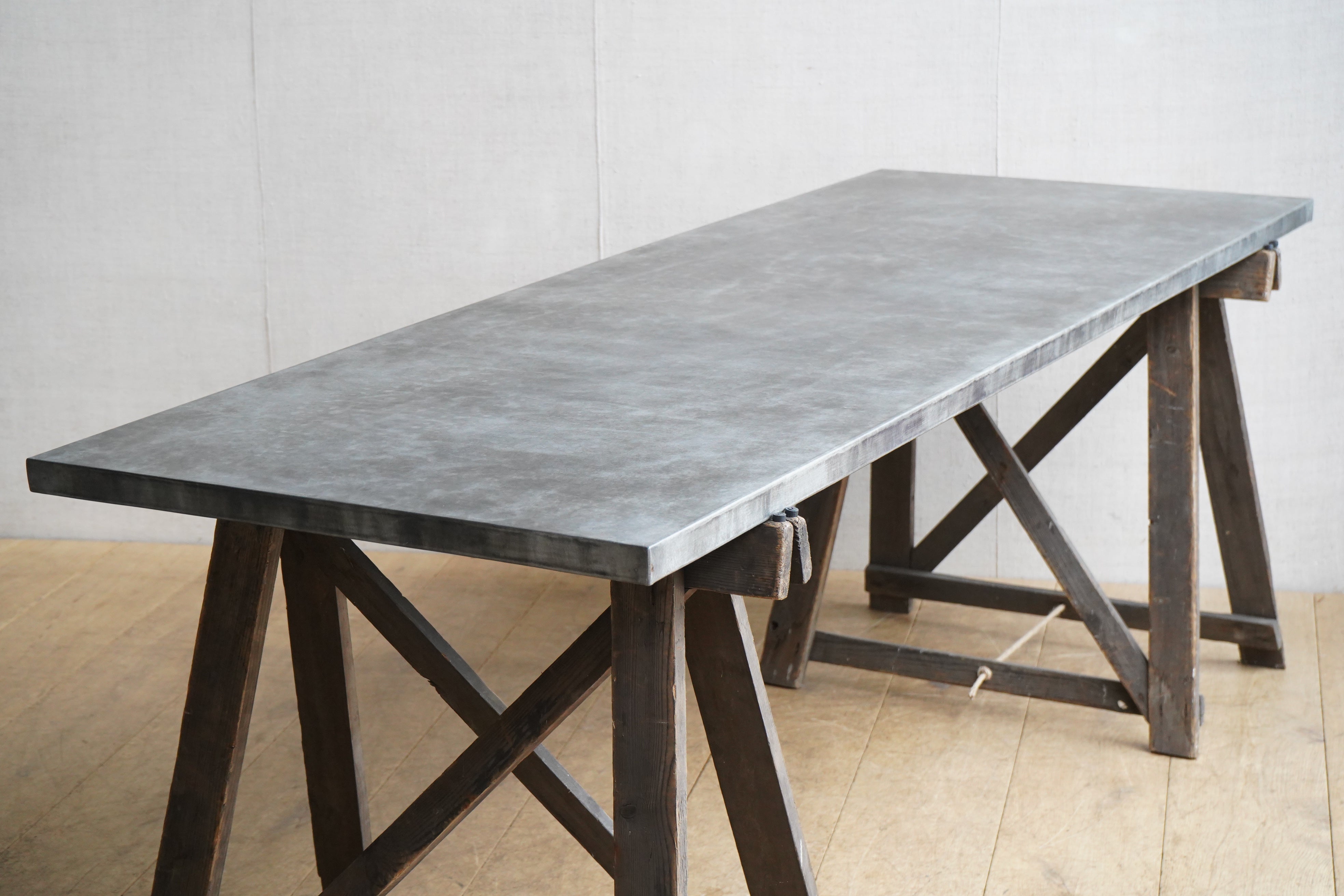 Zinc Topped Trestle Table