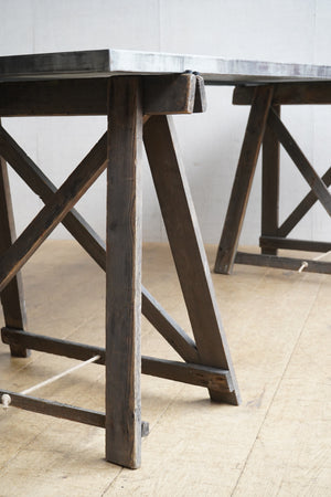 Zinc Topped Trestle Table