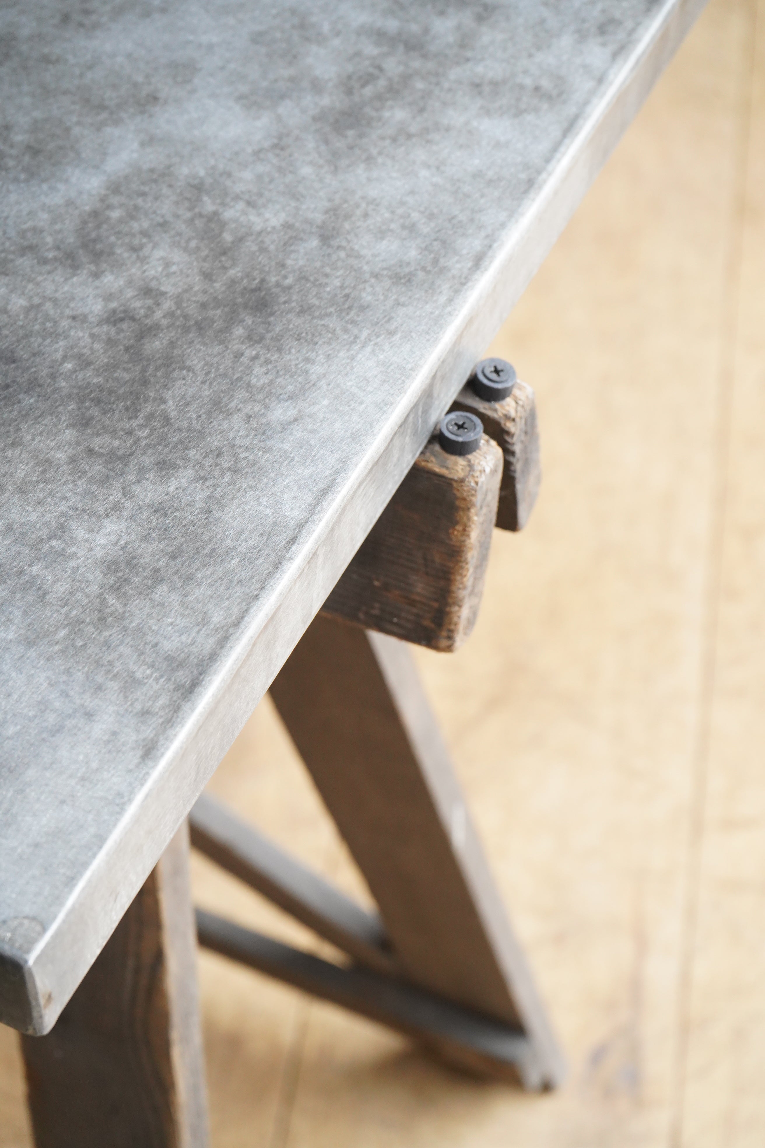 Zinc Topped Trestle Table