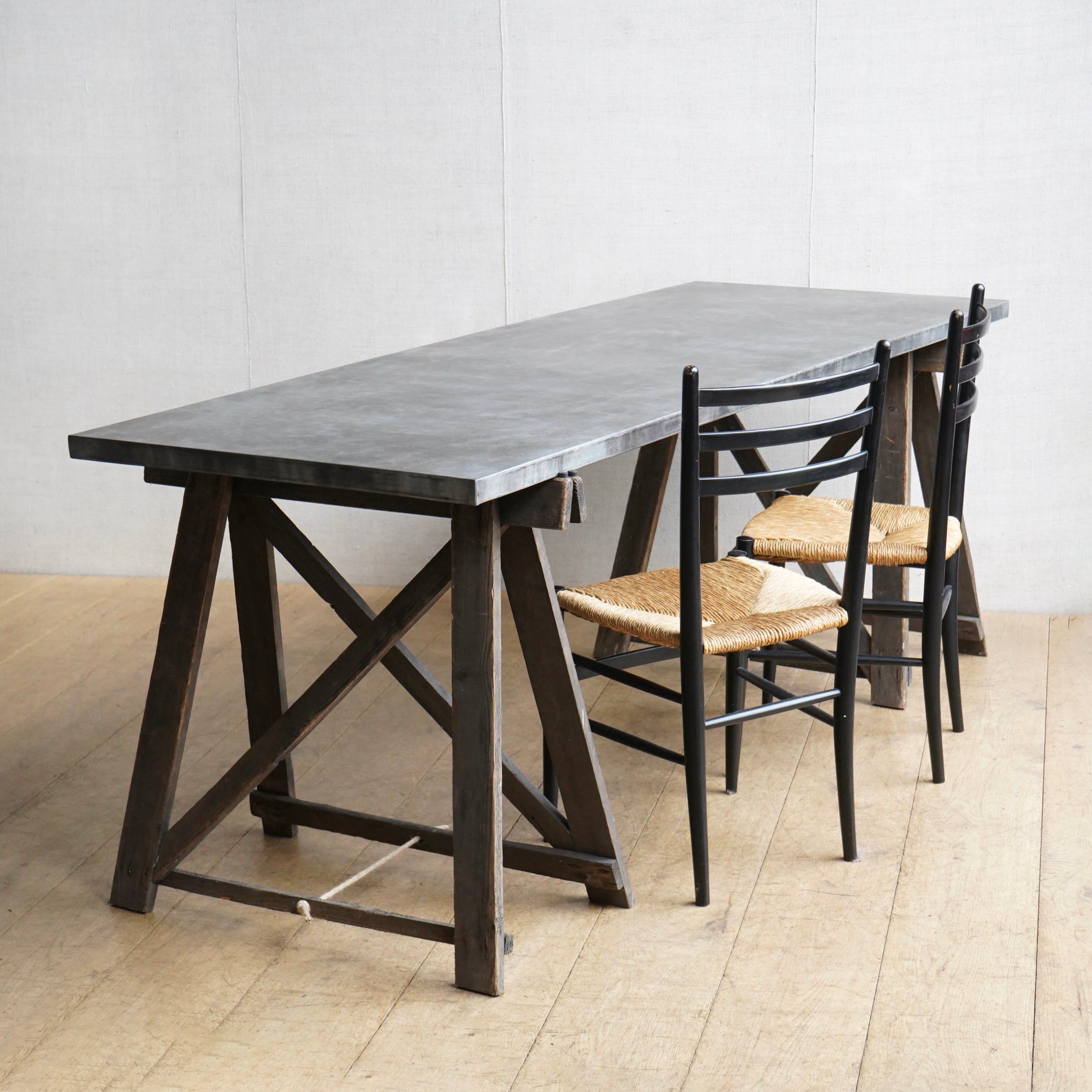 Zinc Topped Trestle Table