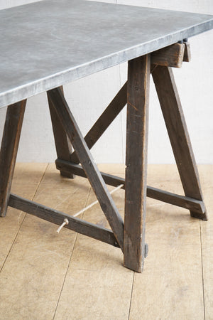 Zinc Topped Trestle Table