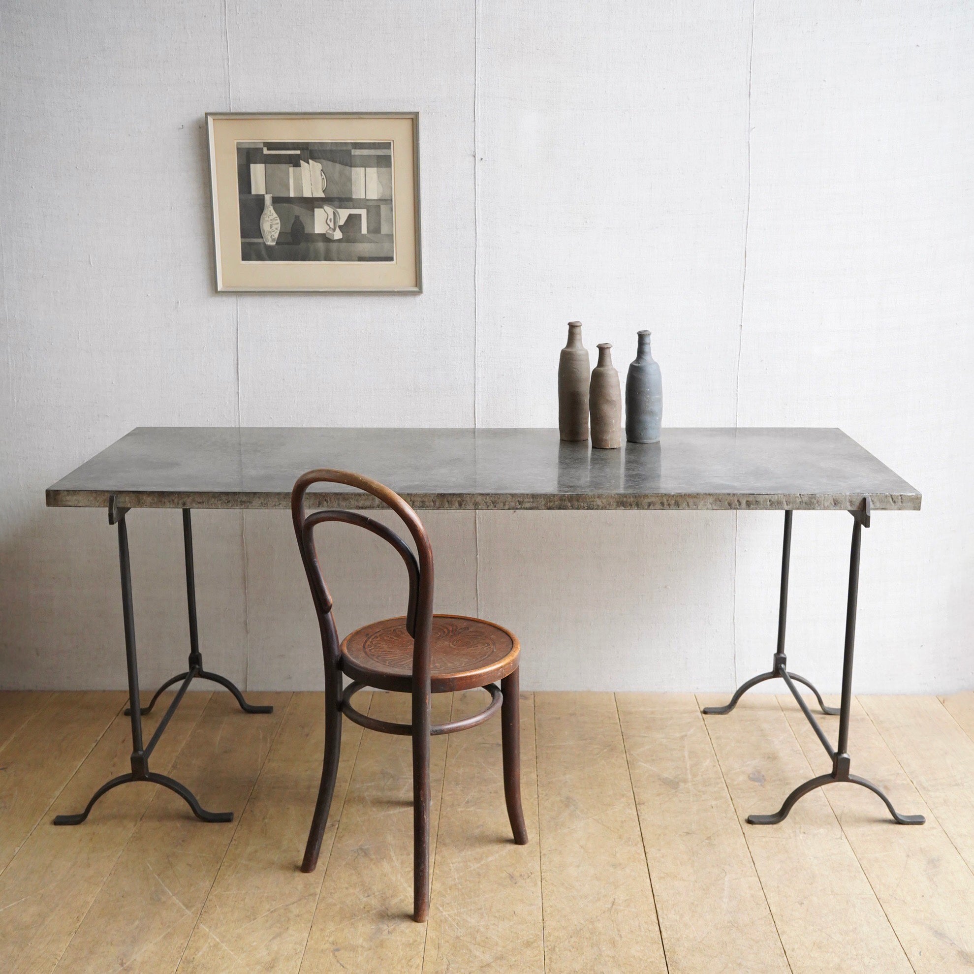 Zinc Topped Trestle Table