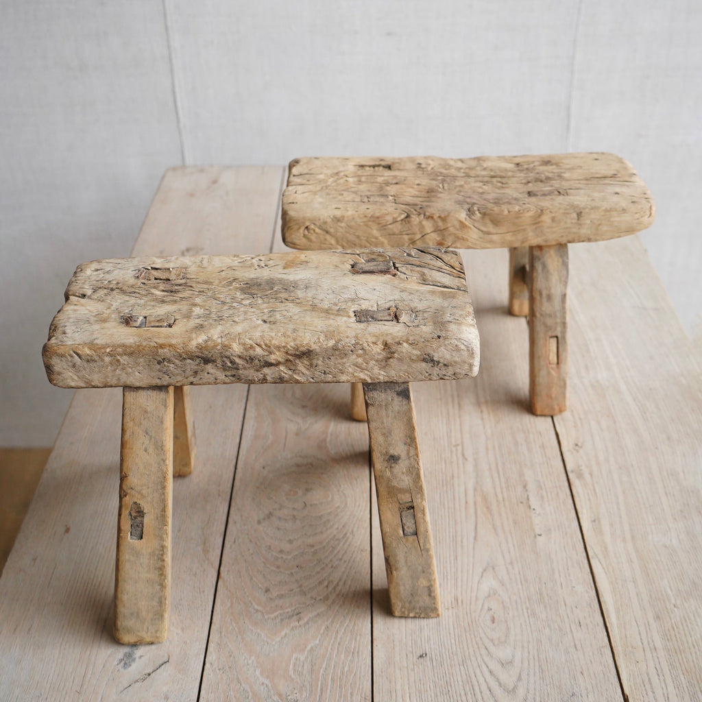 Pair of Mini Elm Stools